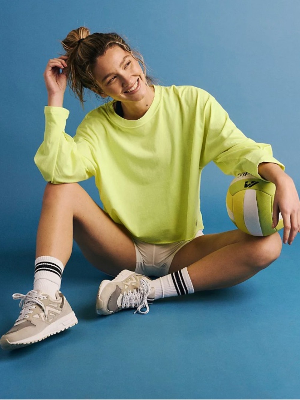 NWT Free People Movement Inspire Layer Neon Oversized Boxy Top Yellow Medium